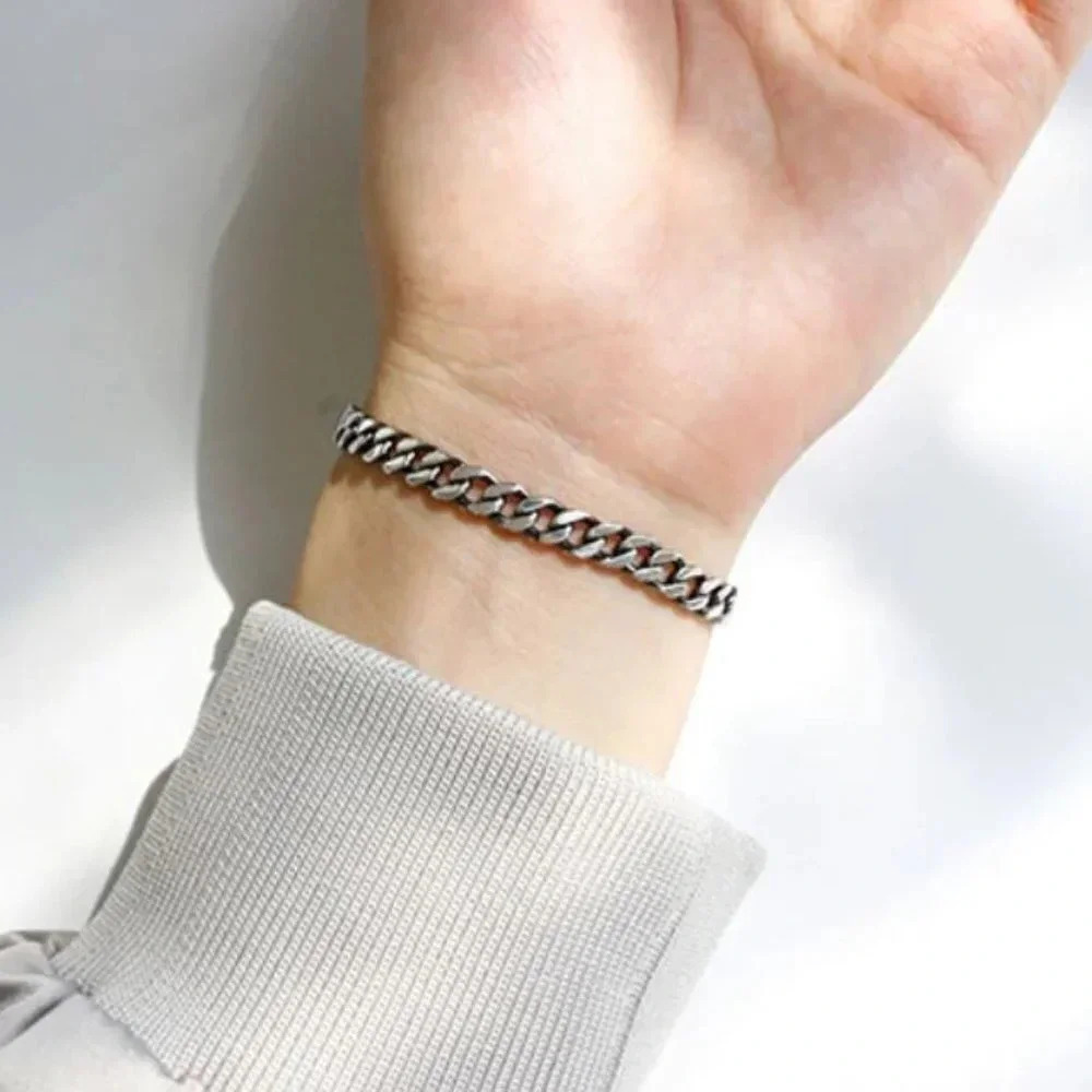 925 Sterling Silver Flat Chain Link Bracelet
